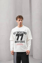 No Boring 77 Varsity Graphic Tee