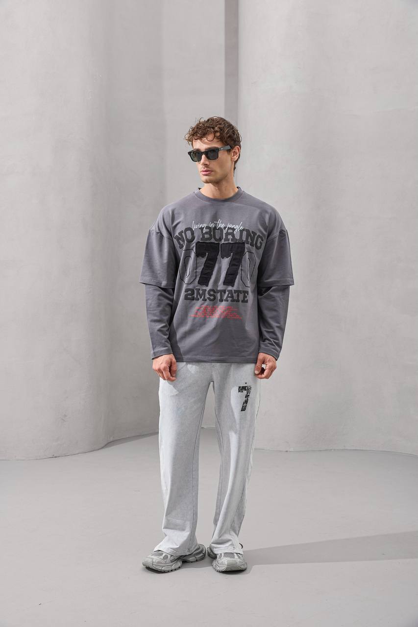 No Boring 77 Varsity Graphic Tee