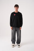 Noble Stance Oversized Sweatshirt: Artistic Heart & Dog Graphic