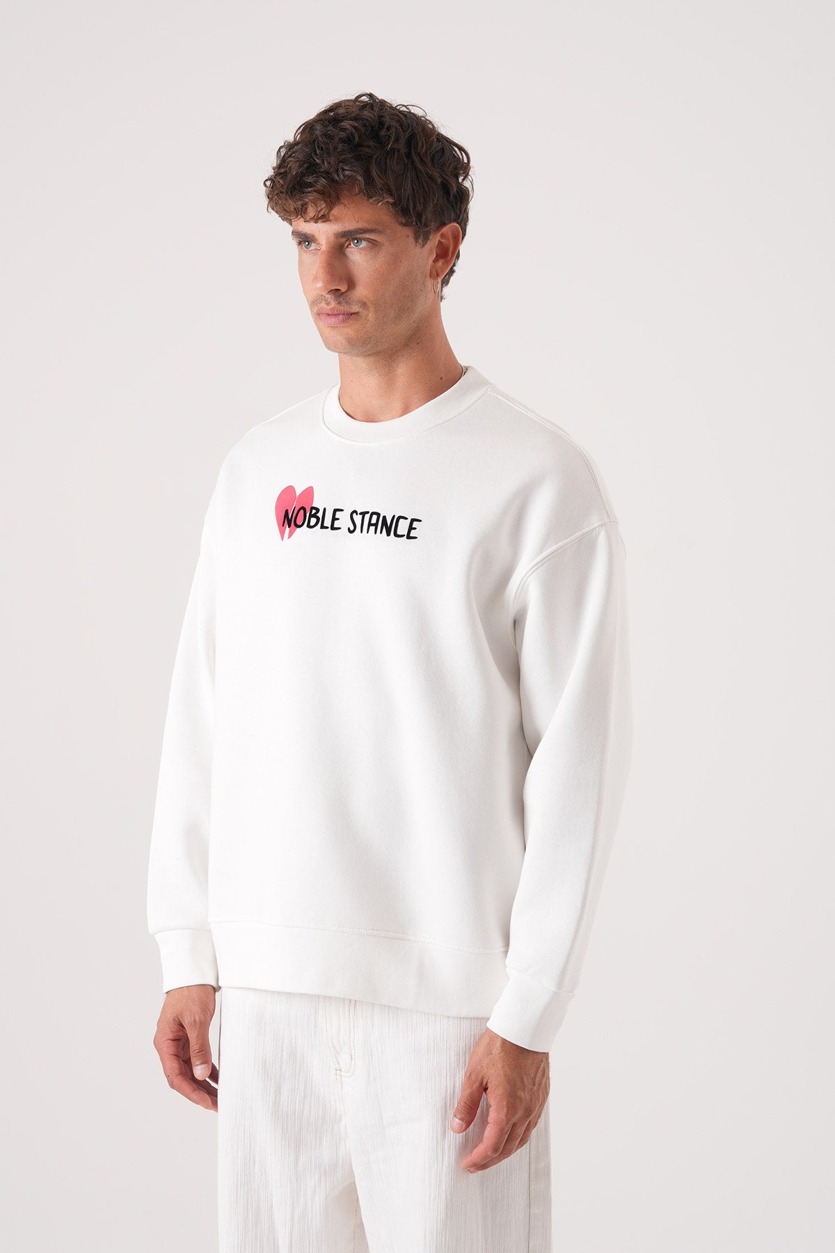 Noble Stance Oversized Sweatshirt: Artistic Heart & Dog Graphic