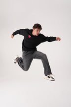 Noble Stance Oversized Sweatshirt: Artistic Heart & Dog Graphic