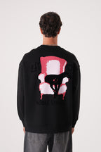 Noble Stance Oversized Sweatshirt: Artistic Heart & Dog Graphic