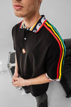 Ethnic Trim Oversized Polo T-Shirt – White Unisex Streetwear