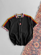 Ethnic Trim Oversized Polo T-Shirt – White Unisex Streetwear