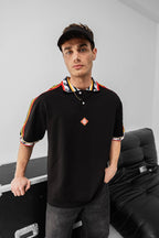Ethnic Trim Oversized Polo T-Shirt – White Unisex Streetwear
