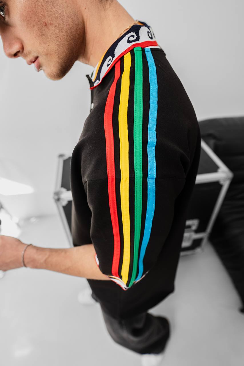 Ethnic Trim Oversized Polo T-Shirt – White Unisex Streetwear