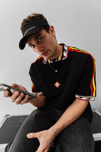 Ethnic Trim Oversized Polo T-Shirt – White Unisex Streetwear