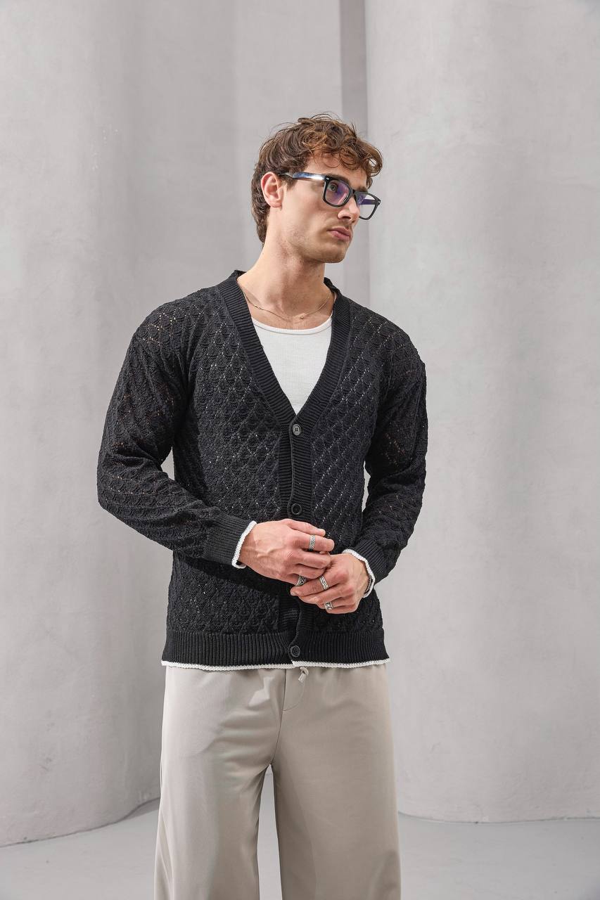 Open-Knit Retro Cardigan
