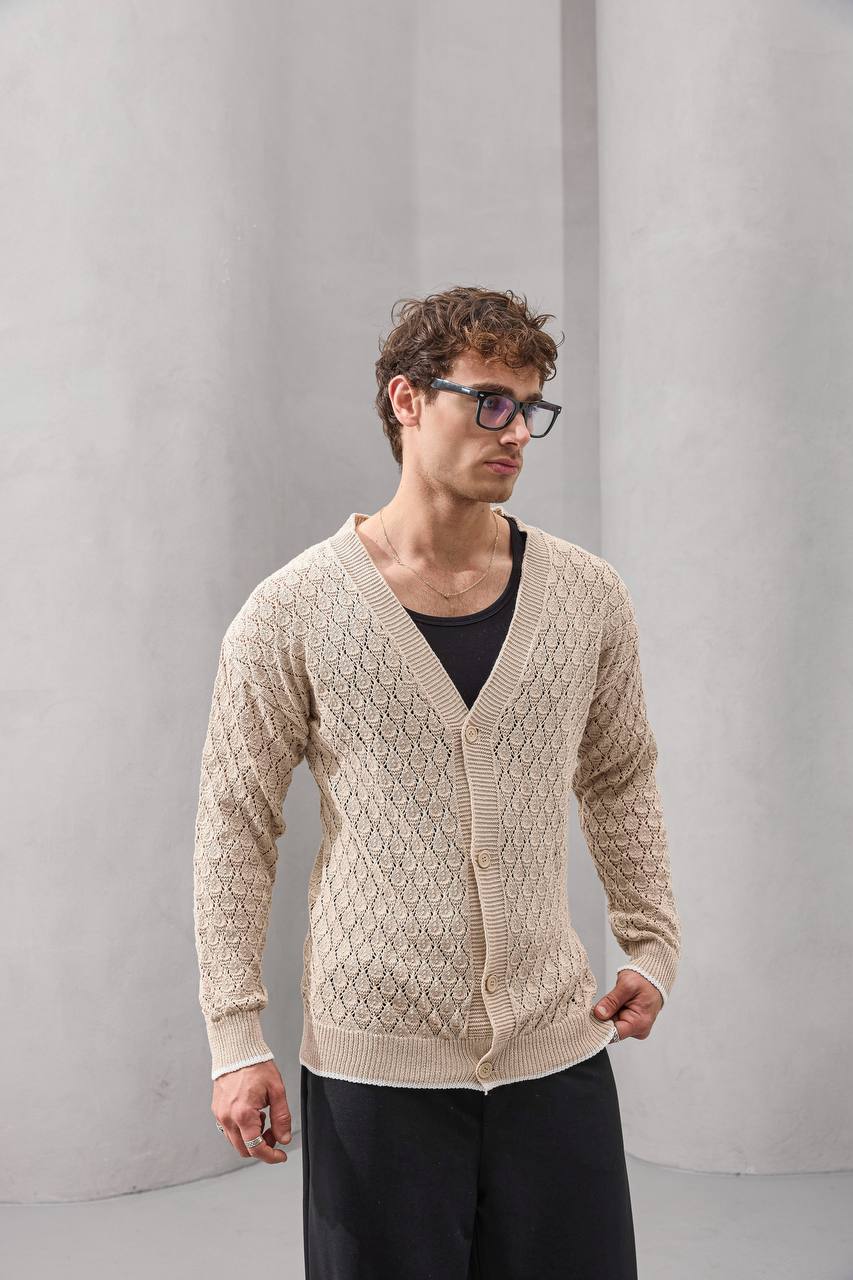 Open-Knit Retro Cardigan