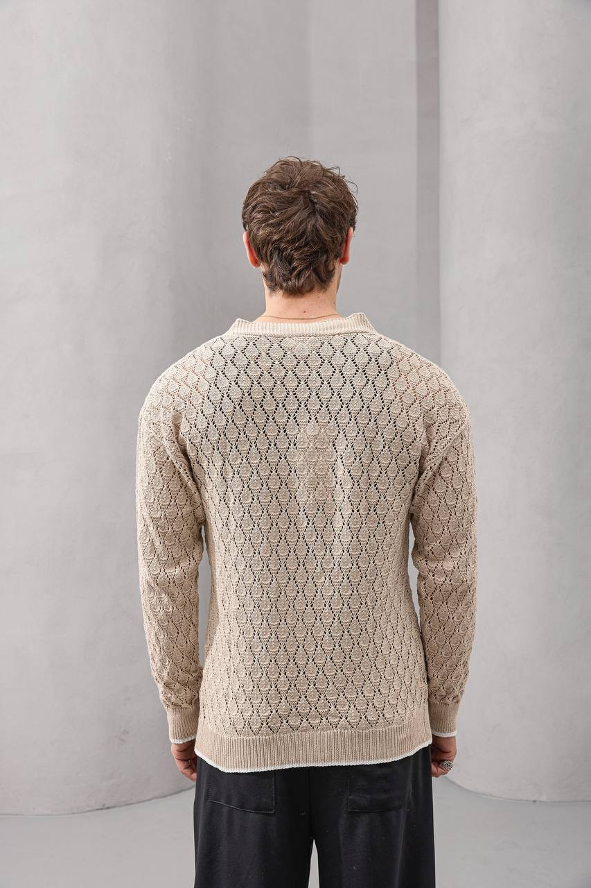 Open-Knit Retro Cardigan