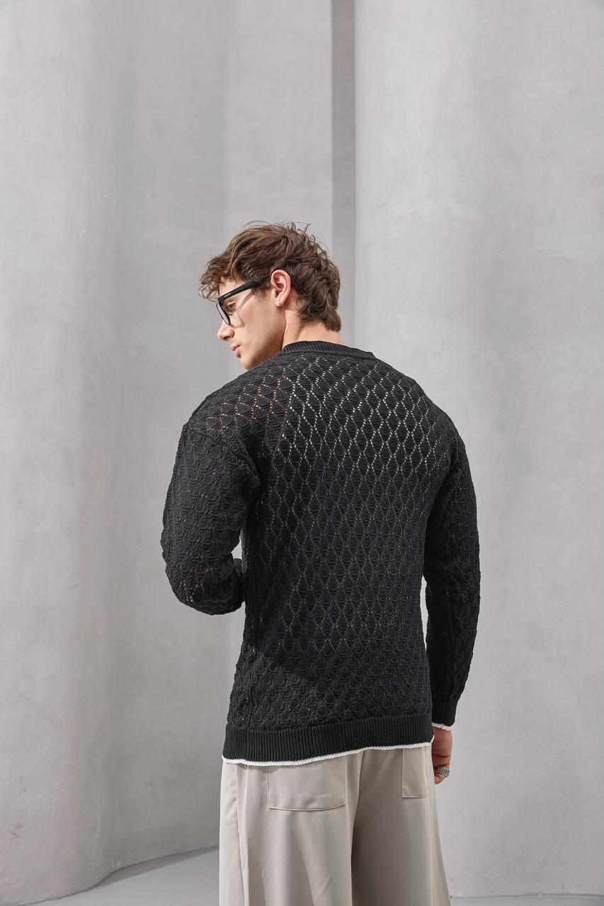 Open-Knit Retro Cardigan