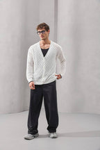 Open-Knit Retro Cardigan
