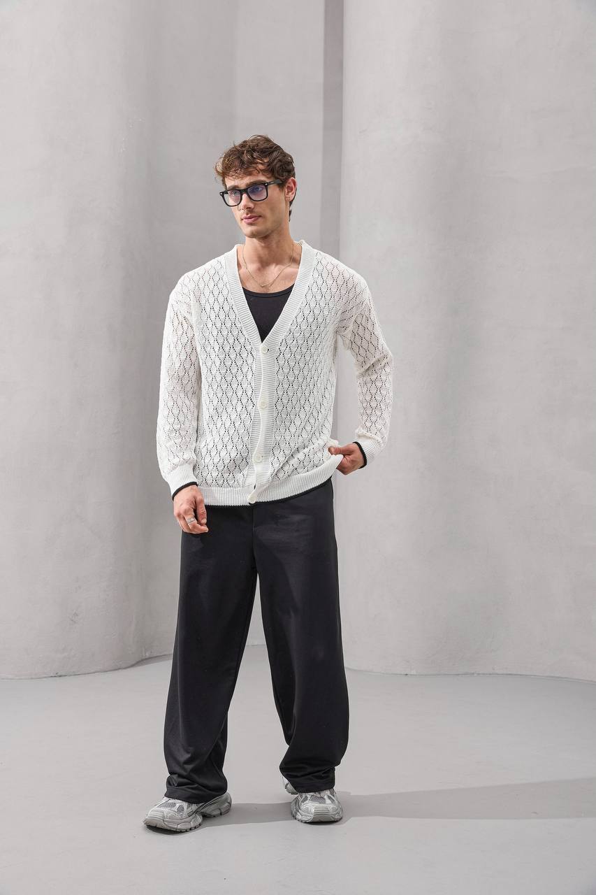 Open-Knit Retro Cardigan