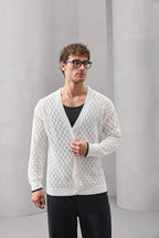 Open-Knit Retro Cardigan