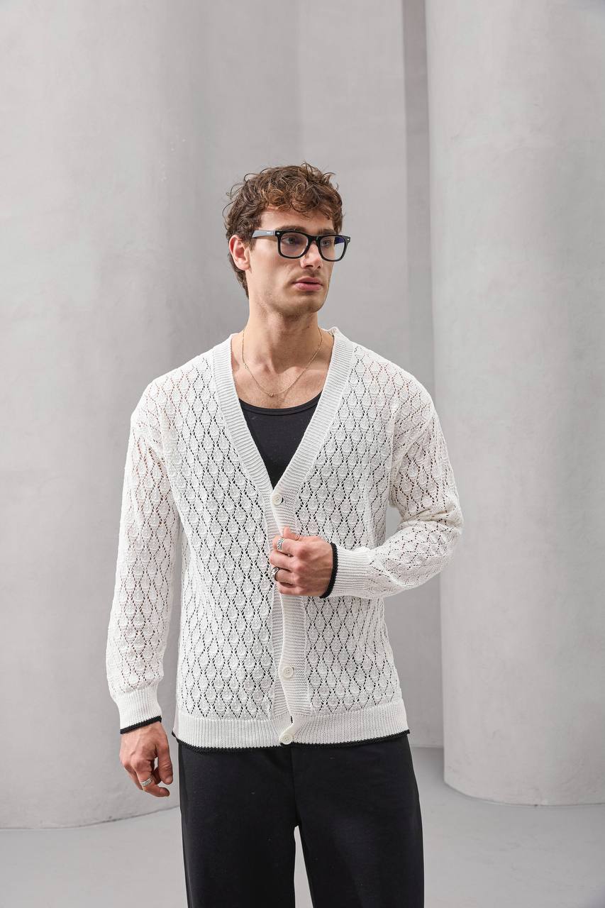 Open-Knit Retro Cardigan