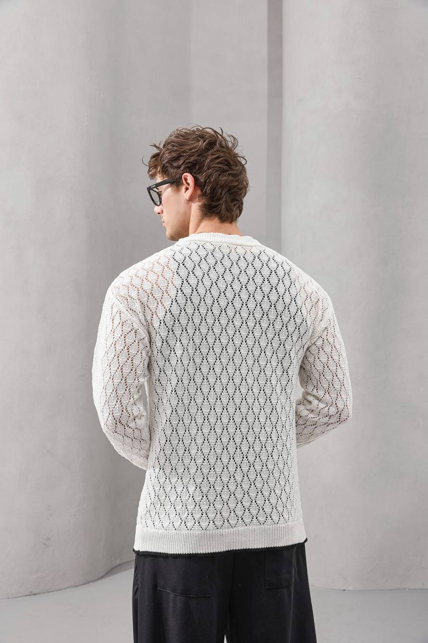 Open-Knit Retro Cardigan