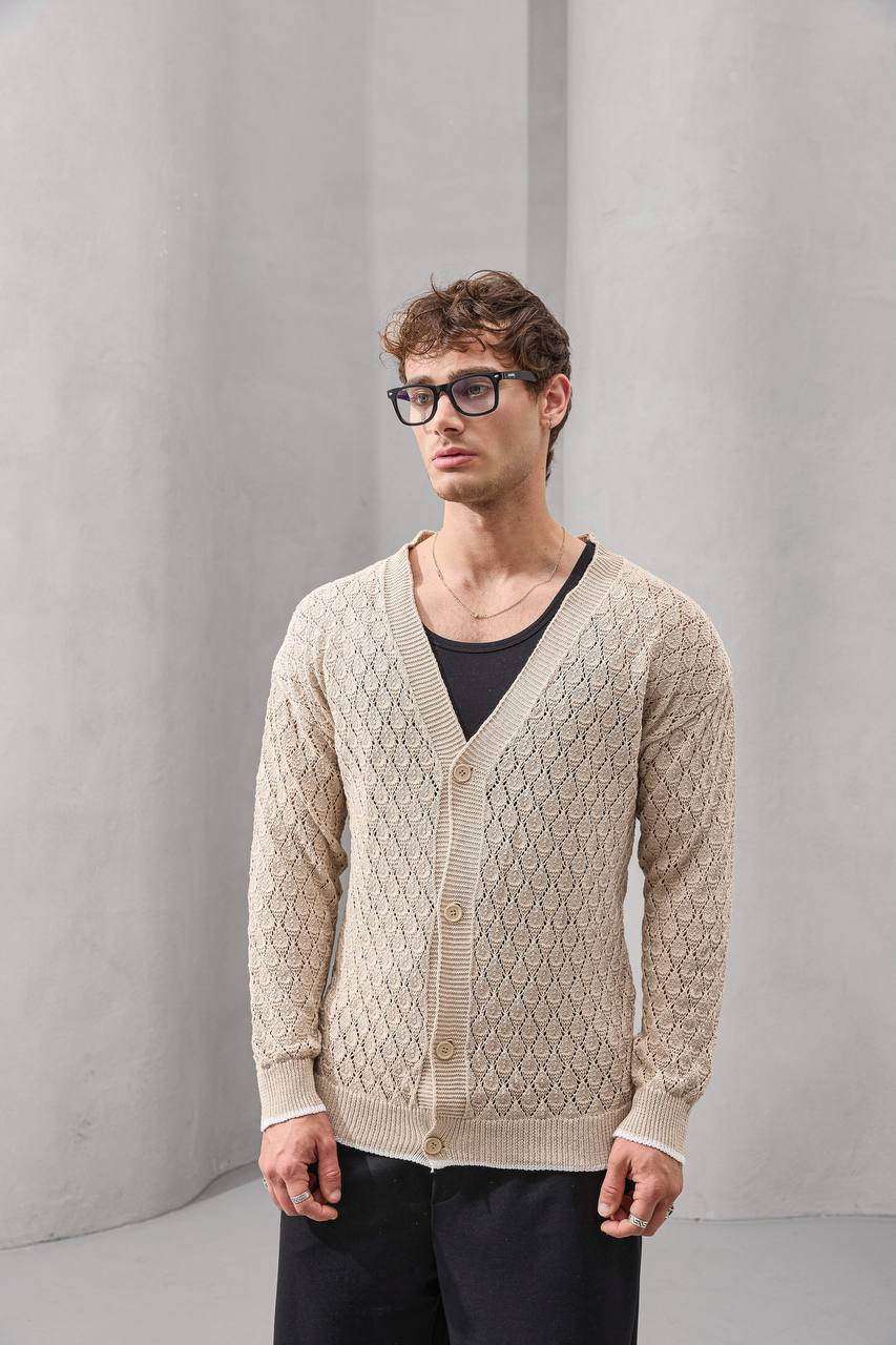 Open-Knit Retro Cardigan