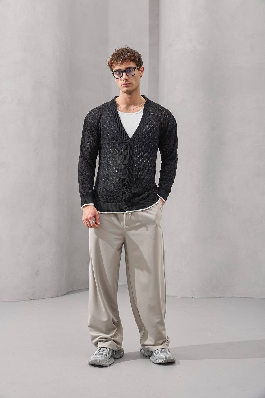 Open-Knit Retro Cardigan