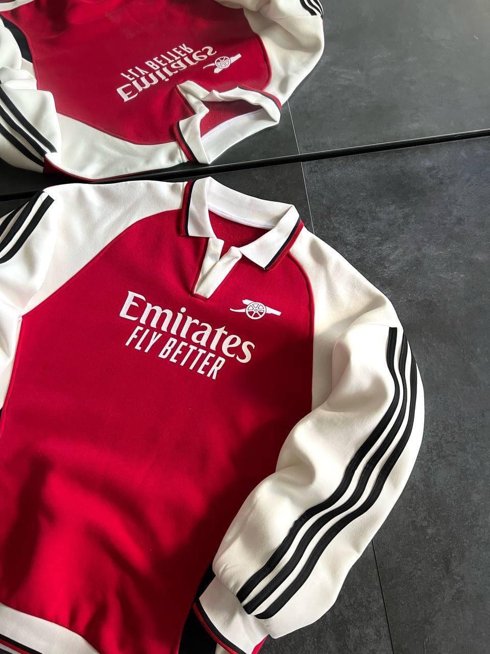 Arsenal Oversized 3-Thread Fleece-Lined Sweatshirt - Cozy and Durable Design.