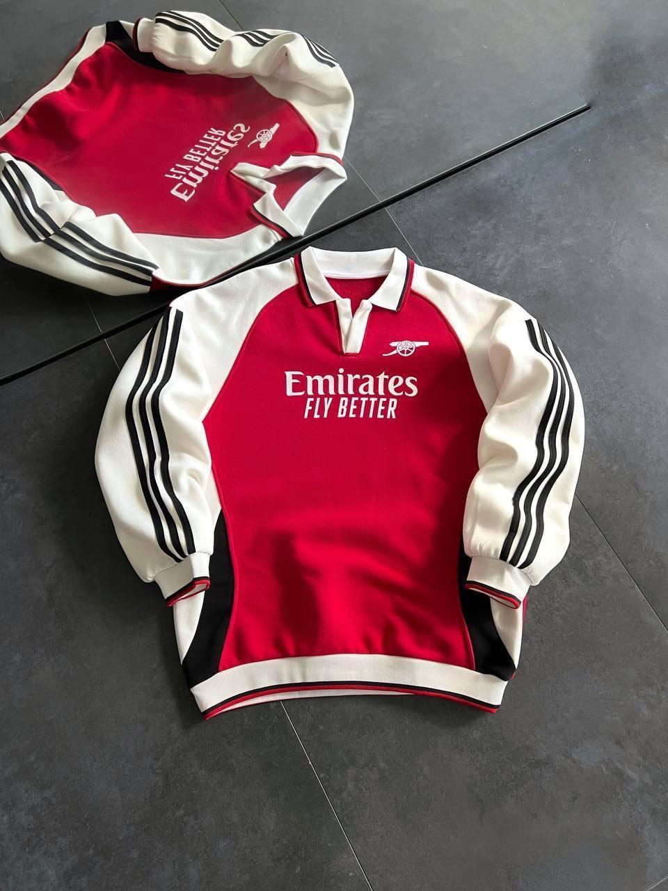Arsenal Oversized 3-Thread Fleece-Lined Sweatshirt - Cozy and Durable Design.