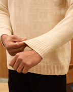 Oversize Architectural Knit Sweater for Men - Premium Baroque Cityscape Crewneck Pullover
