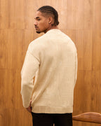 Oversize Architectural Knit Sweater for Men - Premium Baroque Cityscape Crewneck Pullover