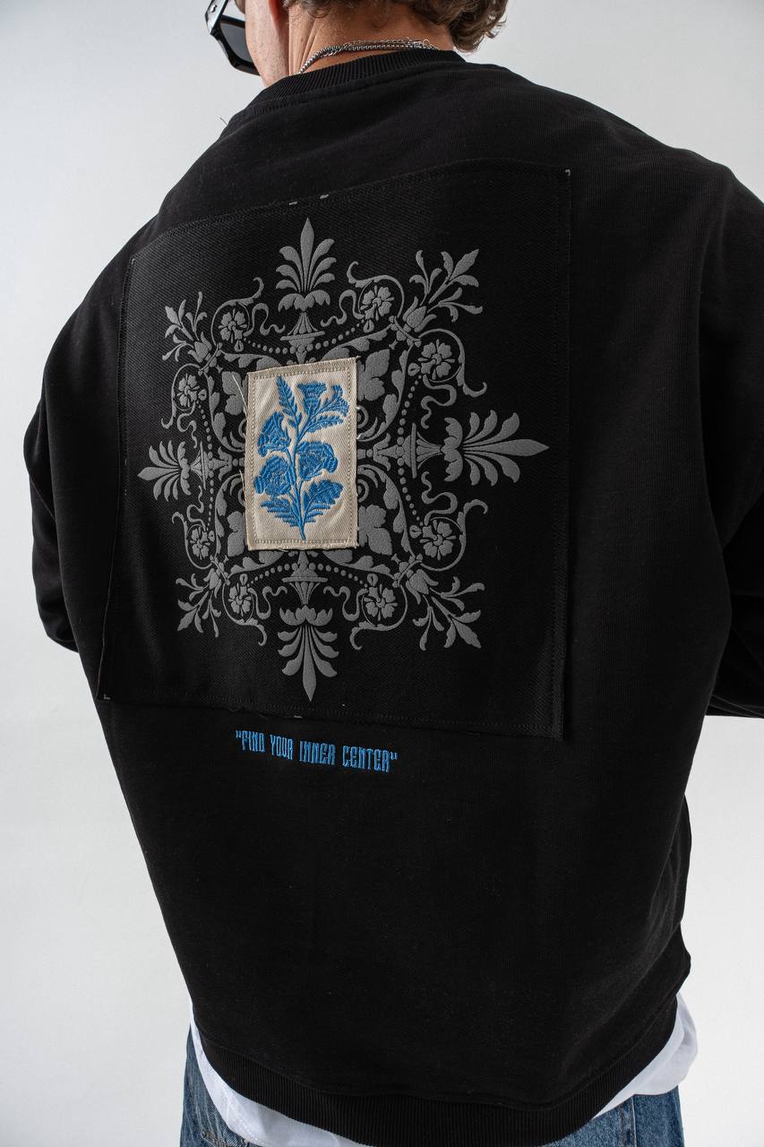Artistic Patch Oversized Sweatshirt – Find Your Inner Center