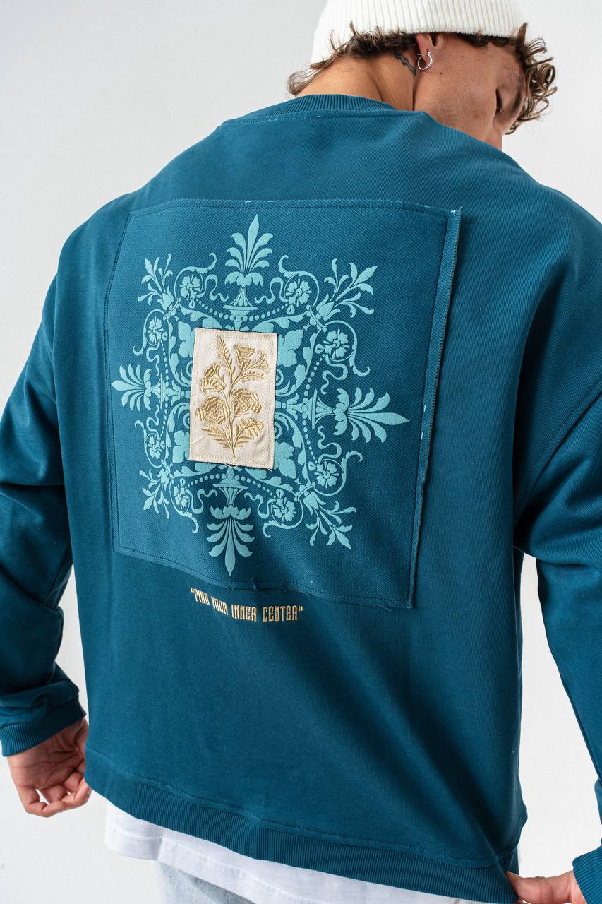 Artistic Patch Oversized Sweatshirt – Find Your Inner Center