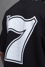 Oversize Cotton Tee - "777" Graphic Print Shirt