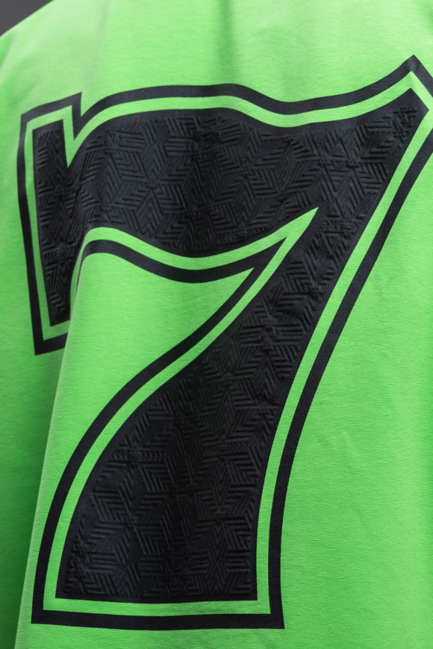 Oversize Cotton Tee - "777" Graphic Print Shirt