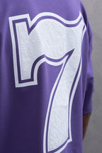 Oversize Cotton Tee - "777" Graphic Print Shirt