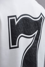 Oversize Cotton Tee - "777" Graphic Print Shirt