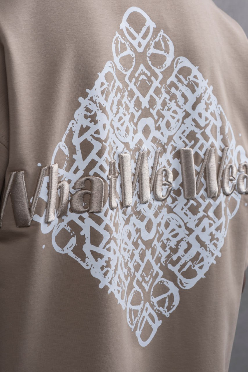 Oversize Cotton Tee - Abstract Diamond Graphic Print