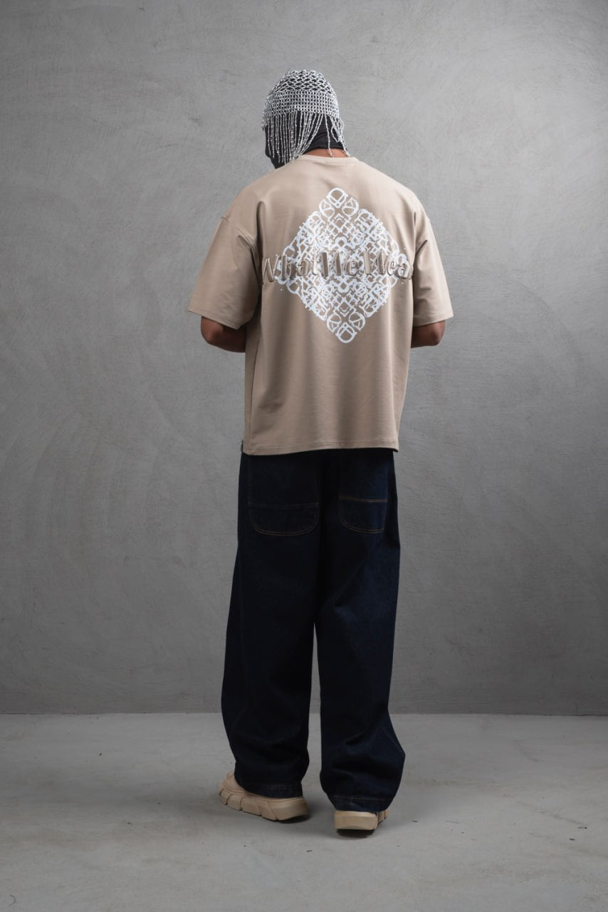 Oversize Cotton Tee - Abstract Diamond Graphic Print