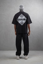 Oversize Cotton Tee - Abstract Diamond Graphic Print