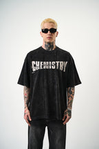 Oversize Cotton Tee - "Chemistry" Distressed Graphic Print