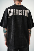 Oversize Cotton Tee - "Chemistry" Distressed Graphic Print