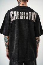 Oversize Cotton Tee - "Chemistry" Distressed Graphic Print