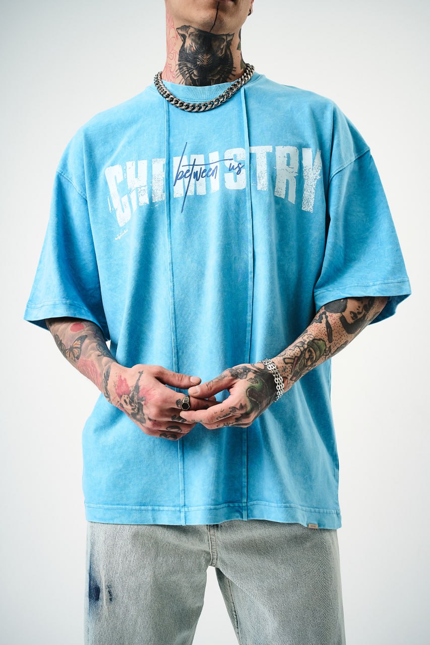 Oversize Cotton Tee - "Chemistry" Distressed Graphic Print