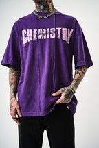 Oversize Cotton Tee - "Chemistry" Distressed Graphic Print