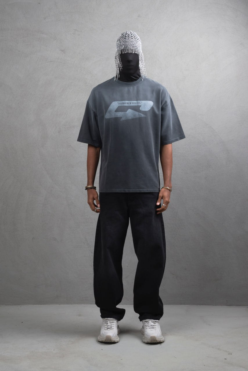 Oversize Cotton Tee – Creating New Roots Futuristic Print