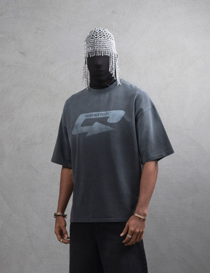 Oversize Cotton Tee – Creating New Roots Futuristic Print