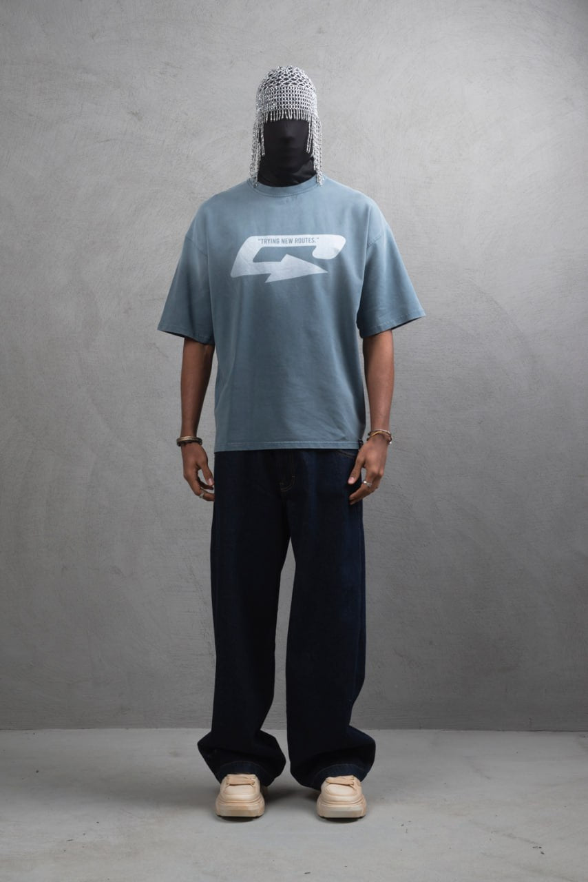 Oversize Cotton Tee – Creating New Roots Futuristic Print