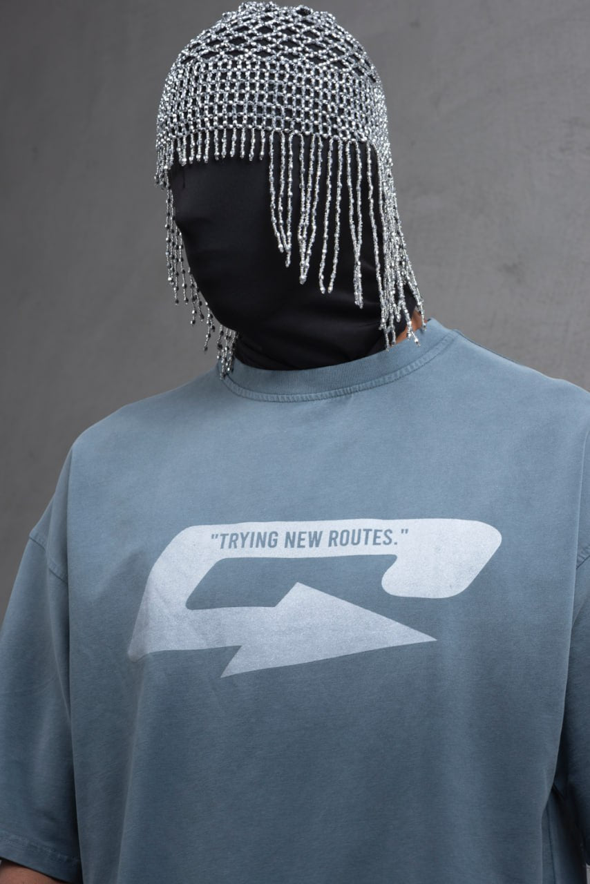 Oversize Cotton Tee – Creating New Roots Futuristic Print