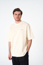 Oversize Cotton Tee / Hexagon Mosaic Graphic Print "OUR ART ERA SAW"