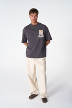 Oversize Cotton Tee / "Historical Fatigue" Framed Scene Graphic Print