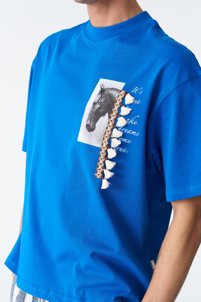 Horse Tassel Graphic Oversize Cotton Tee