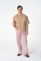 Oversize Cotton Tee - "IMAGINARY" Plant Graphic Print with Embroidery