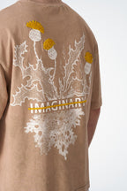 Oversize Cotton Tee - "IMAGINARY" Plant Graphic Print with Embroidery