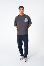 Oversize Cotton Tee - "Life Must Go On" Patch & Plant Graphic